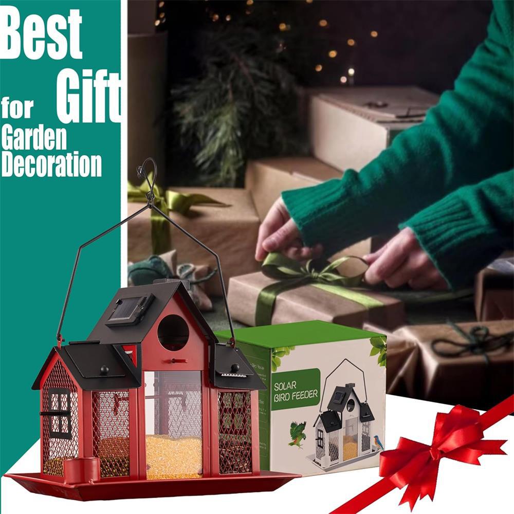 Luminous Solar Barn Bird Feeder – Heavy-Duty Metal Hanging Lantern & Wild Bird Station