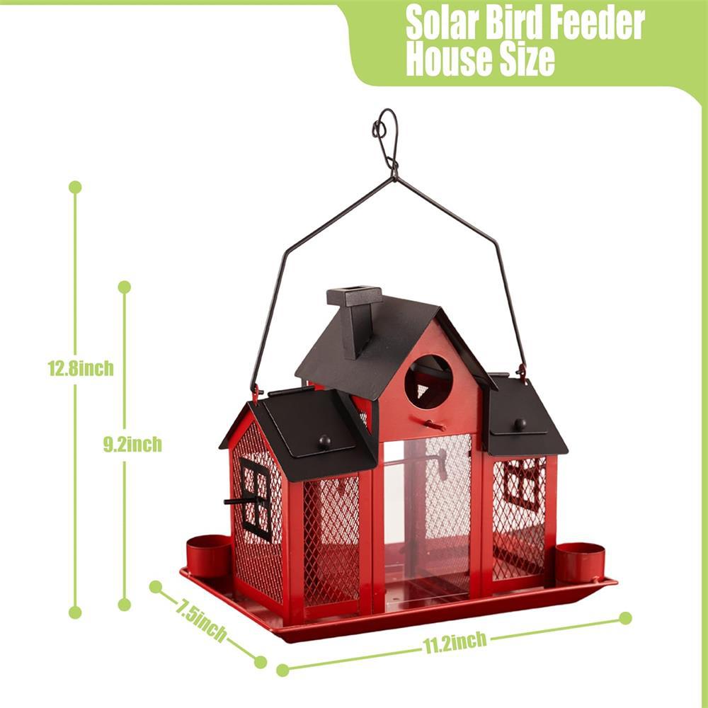 Luminous Solar Barn Bird Feeder – Heavy-Duty Metal Hanging Lantern & Wild Bird Station