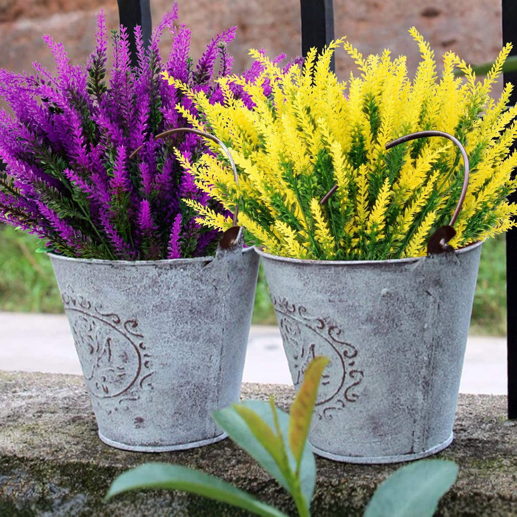 Lifelike Faux Lavender Bundles – UV-Resistant Artificial Window Box Flowers (Set of 20 Stems)