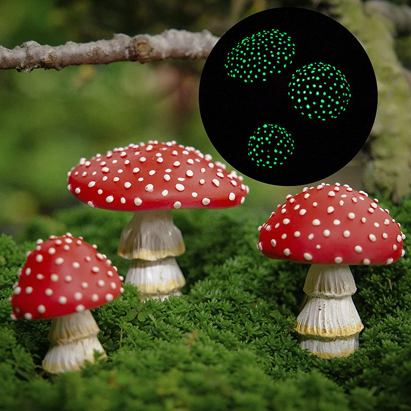 Glow-in-the-Dark Fairy Garden Toadstools – Miniature Resin Mushroom Stakes