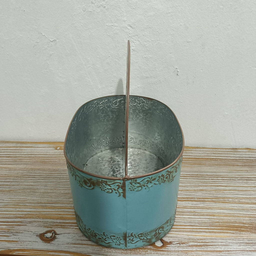 Vintage French Country Metal Planter Caddy with Handle (2 Colors)