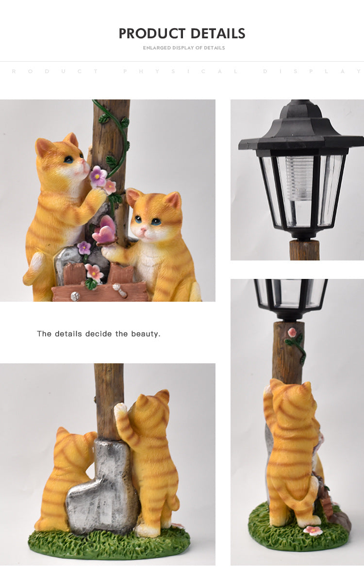 Luminous Solar Cat Garden Guardian – Hand-Painted Resin Planter Statue with Glowing Lantern (3 Styles)