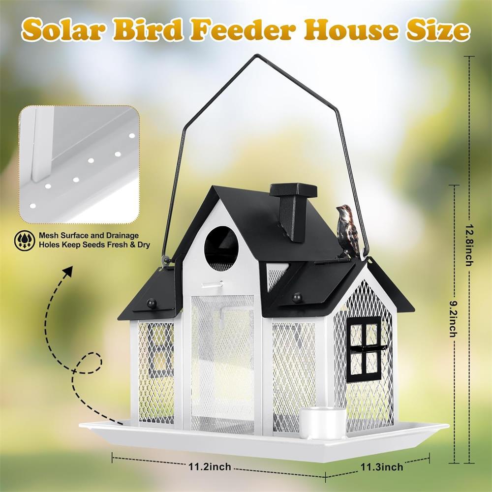 Luminous Solar Barn Bird Feeder – Heavy-Duty Metal Hanging Lantern & Wild Bird Station