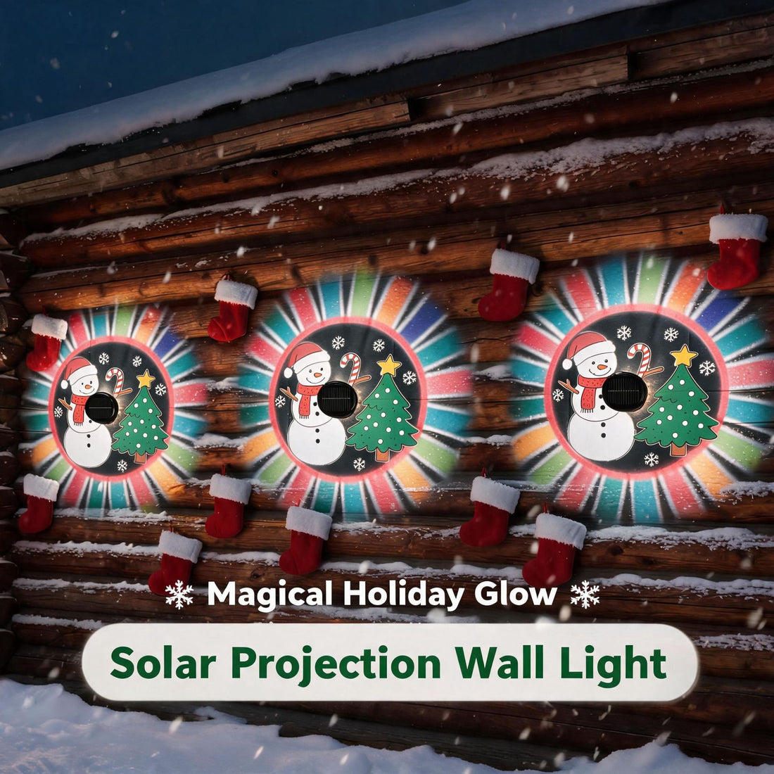 Luminous Holiday Silhouettes – Solar Christmas Projection Wall Light (3 Styles)