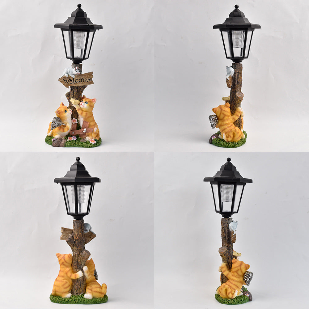 Luminous Solar Cat Garden Guardian – Hand-Painted Resin Planter Statue with Glowing Lantern (3 Styles)