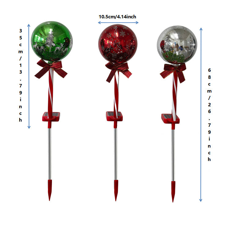 Luminous Holiday Greeting – Solar Candy Cane & "Merry Christmas" Sphere Stakes (Set of 2)