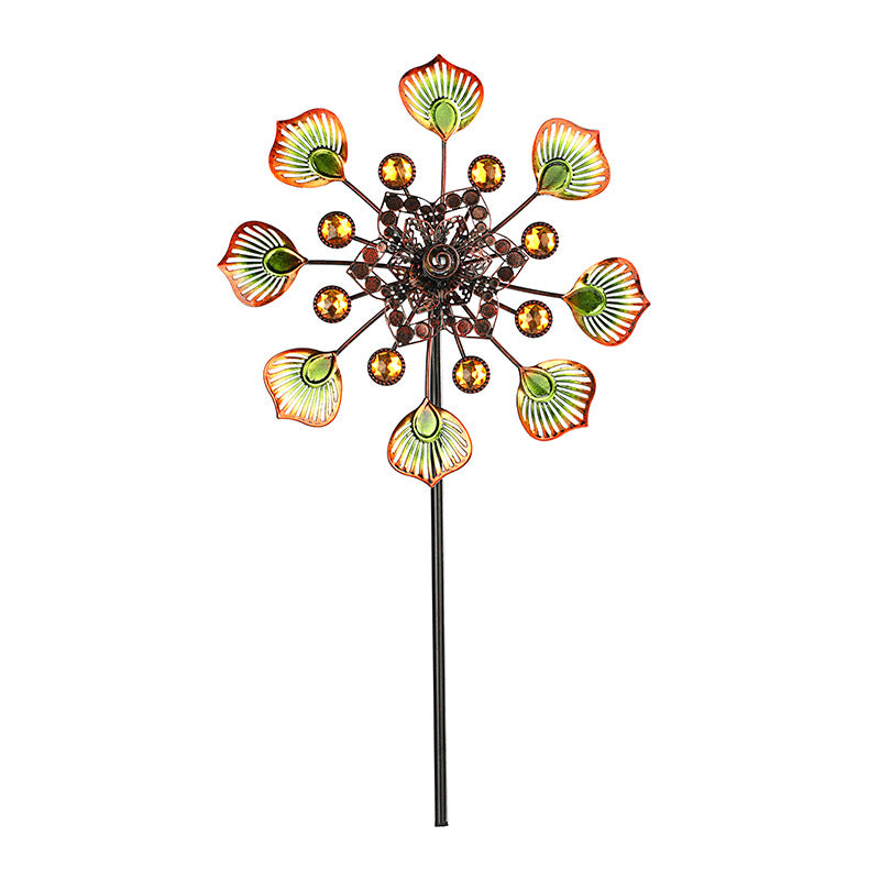 Kinetic Jeweled Peacock Wind Spinners – 3D Rotating Metal Garden Stakes (Set of 2)