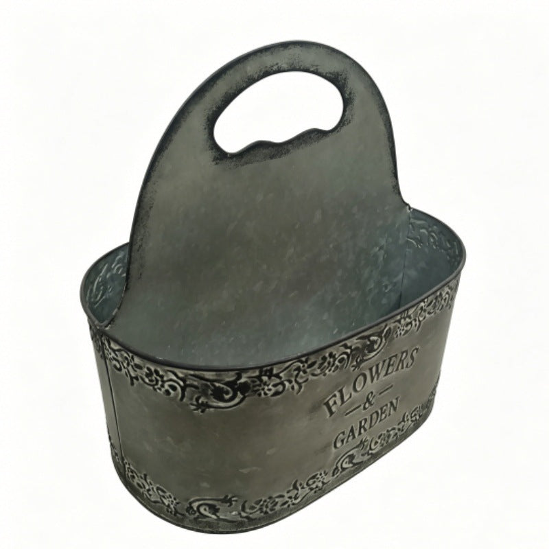 Vintage French Country Metal Planter Caddy with Handle (2 Colors)