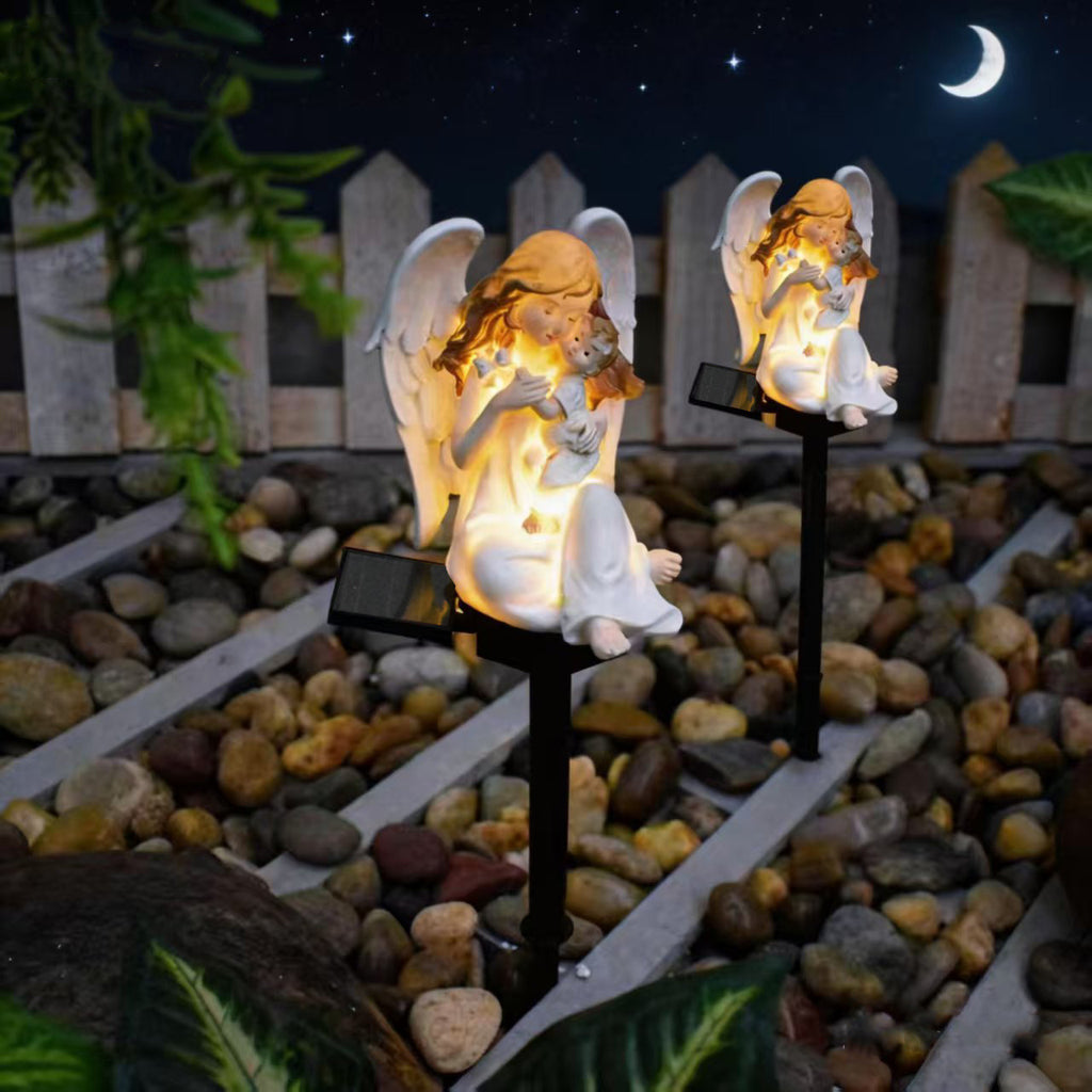 Luminous Guardian Angel Solar Stakes – Hand-Painted Resin Memorial & Garden Lights (4 Styles)