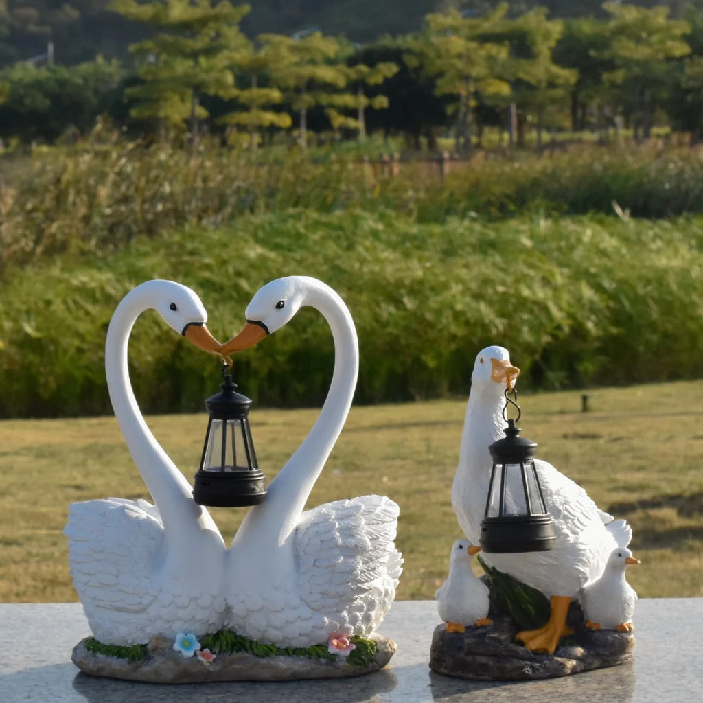 Luminous Solar Animal Garden Guardian – Hand-Painted Resin Statue with Glowing Lantern
