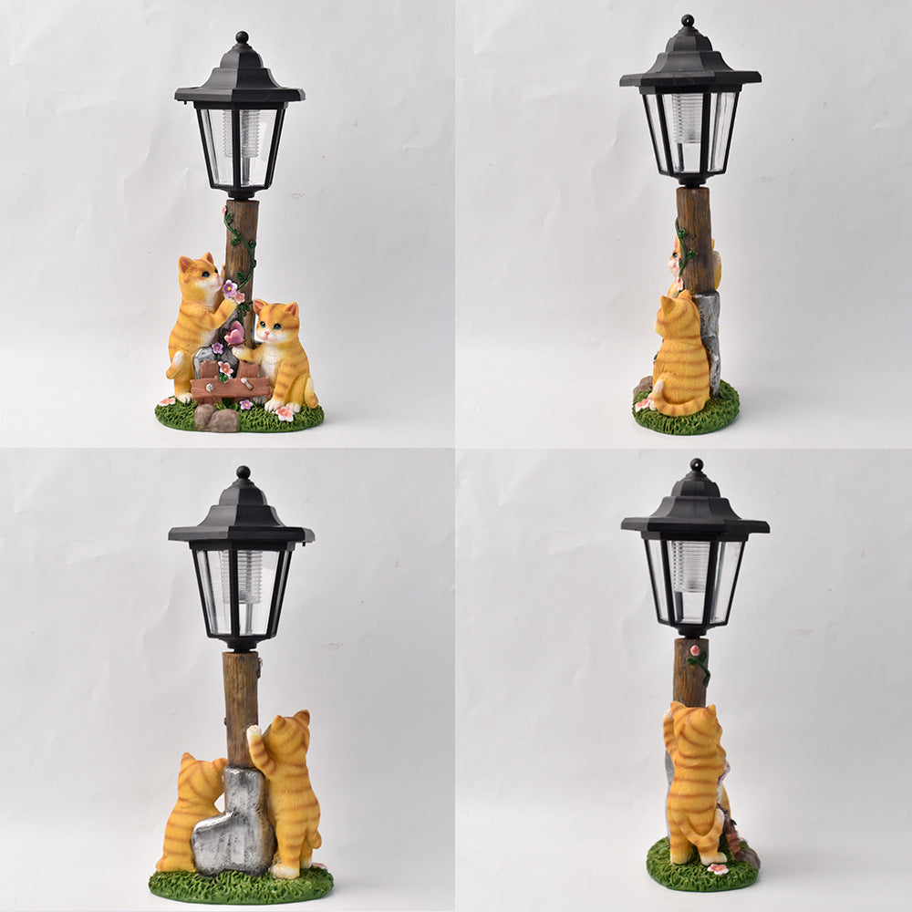 Luminous Solar Cat Garden Guardian – Hand-Painted Resin Planter Statue with Glowing Lantern (3 Styles)