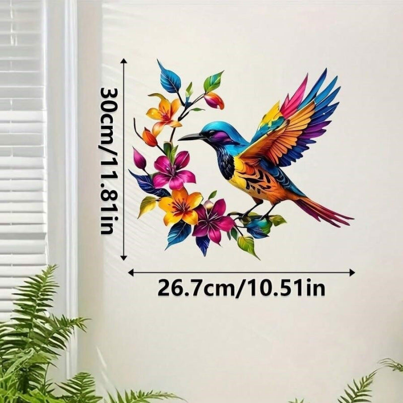 Vibrant Painted Hummingbird Wall Art – Metal Garden & Fence Sculpture (11.8" Tall)