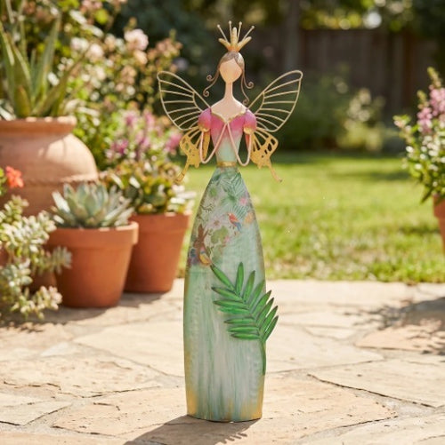Artisan Metal Fairy Angel Garden Accents – Hand-Painted Vintage Yard Art Sculptures