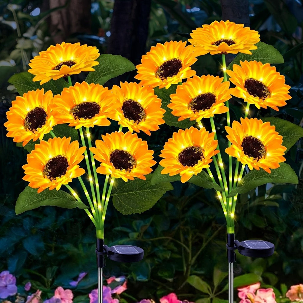 Luminous Solar Sunflower Pathway Lights – Waterproof Blooming Garden Stakes (Set of 2)
