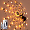 Lámparas LED con forma de telaraña, bombillas de luz blanca cálida, mando a distancia y enchufe USB.