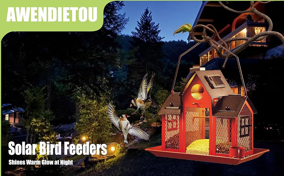 Luminous Solar Barn Bird Feeder – Heavy-Duty Metal Hanging Lantern & Wild Bird Station