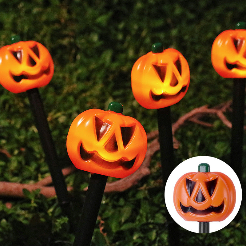 Halloween LED-græskarpælslys, lysende græskarlygter på sorte pæle