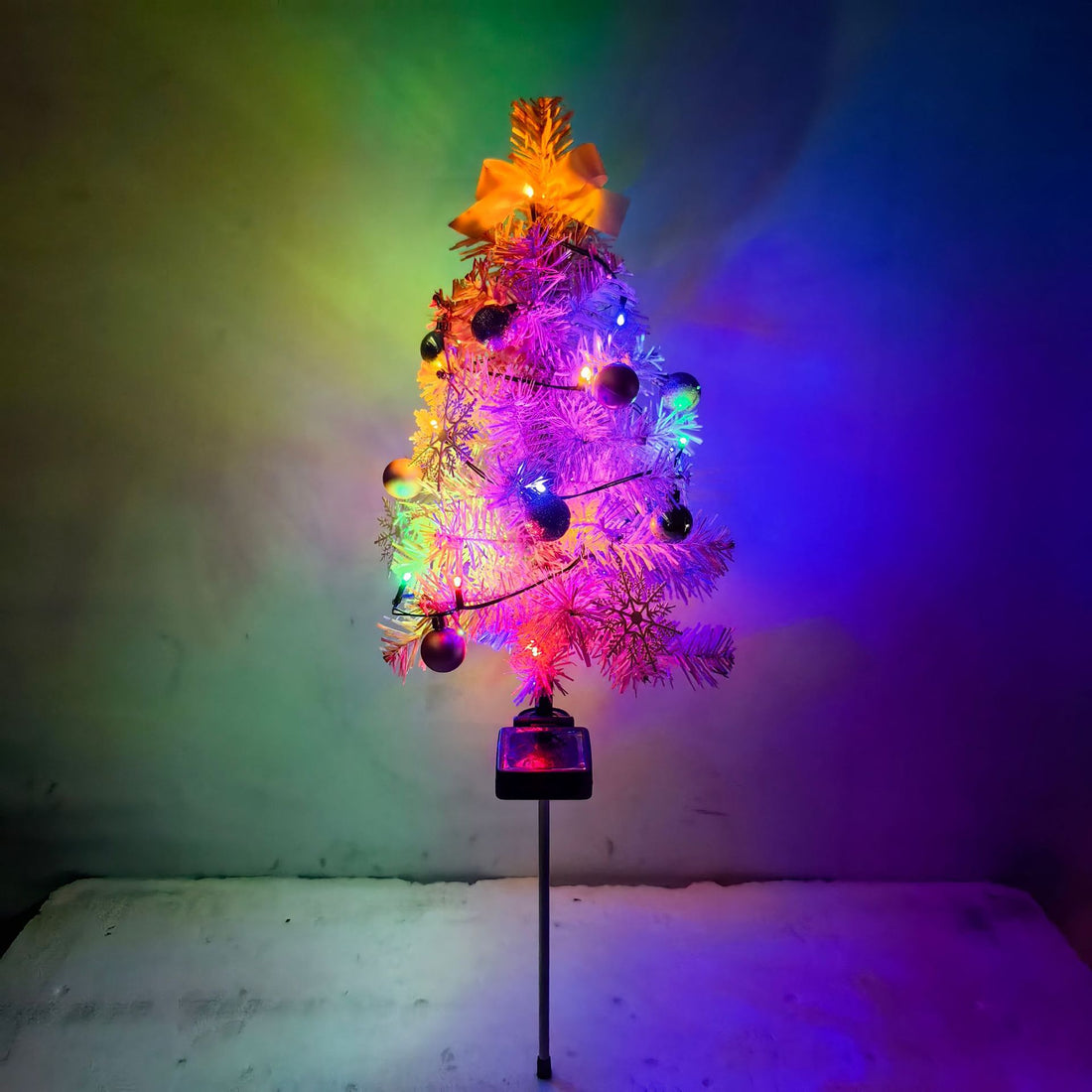 Pre-Lit Pink Solar Christmas Tree Pathway Stakes – Coquette Holiday Yard Decor with Ornaments (Set of 2)