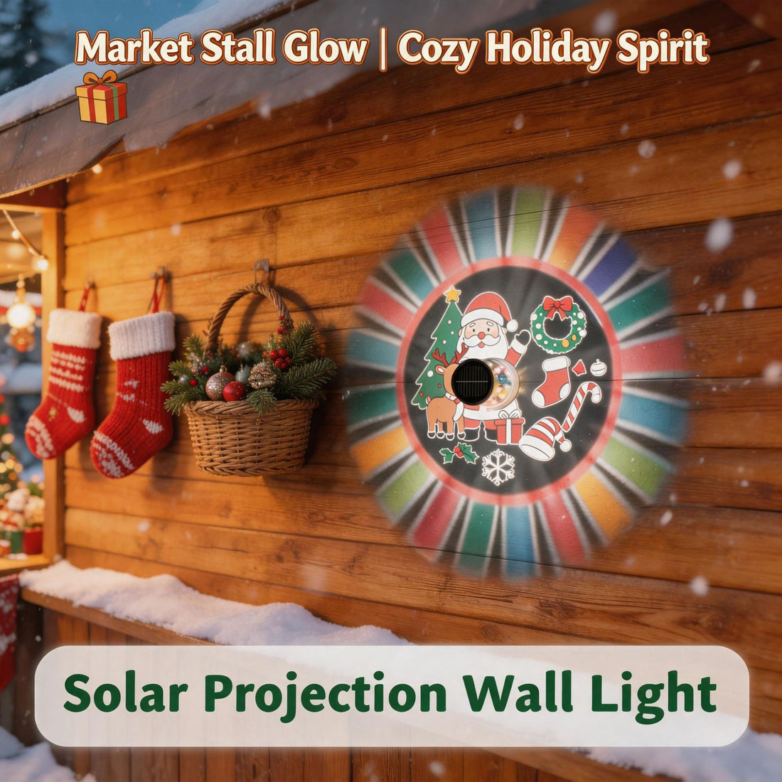 Luminous Holiday Silhouettes – Solar Christmas Projection Wall Light (3 Styles)