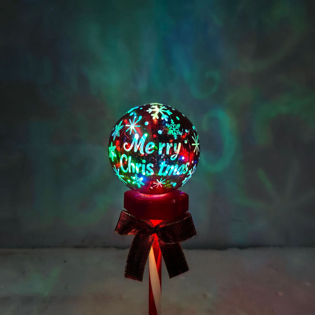 Solar Christmas Snowflake Garden Lights – Set of 2 Red Ball Lawn Stakes