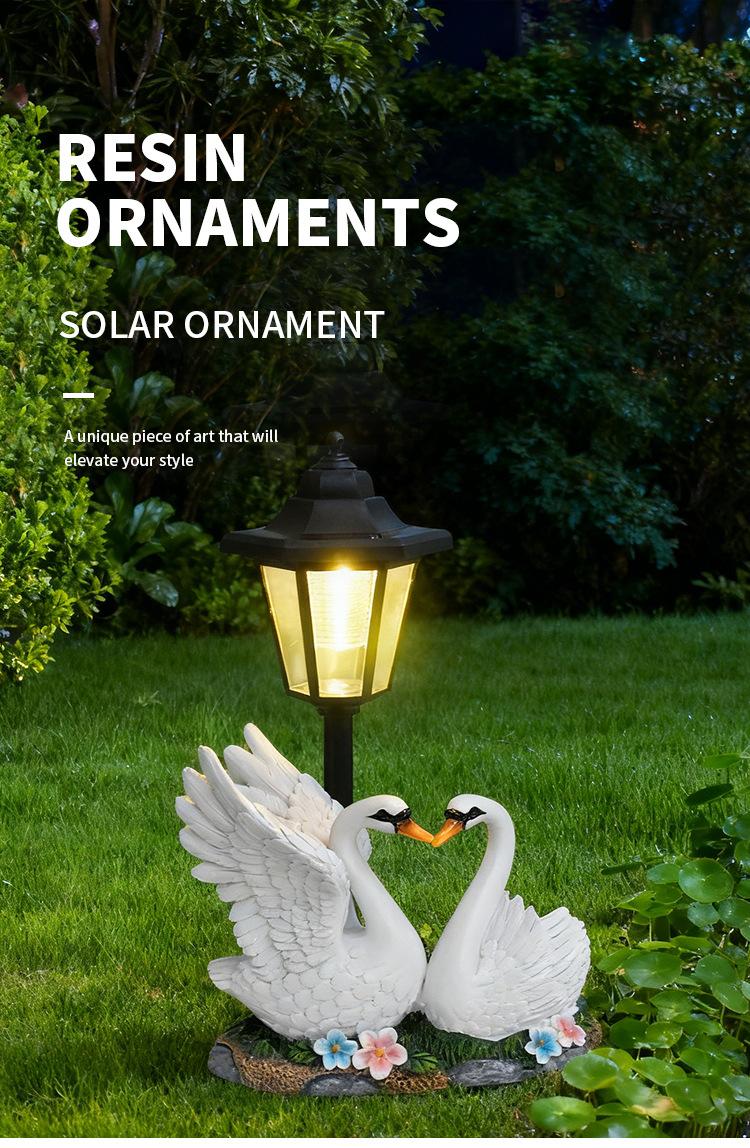 Storybook Waterfowl Solar Lantern Statue – Hand-Painted Resin Garden Sculpture - The Curated Shop