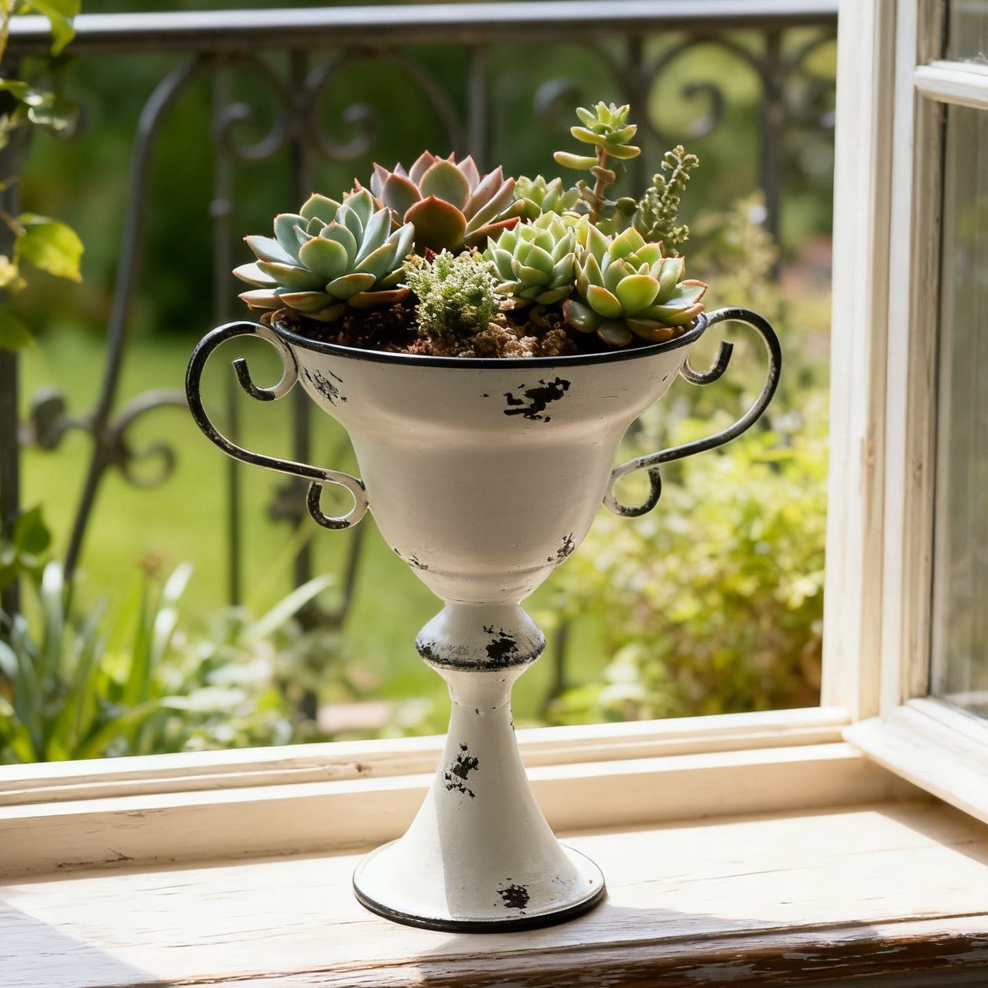 Bring the timeless, romantic elegance of a Provence countryside estate to your home with this striking Tall Trophy Planter