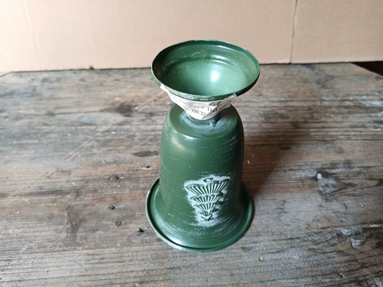 Vintage Green Christmas Tree Relief Vase – Distressed Farmhouse Iron Decor 2