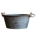 Vintage Galvanized Metal Planter Bucket with Rope Handles – Rustic Farmhouse Garden Decor 4
