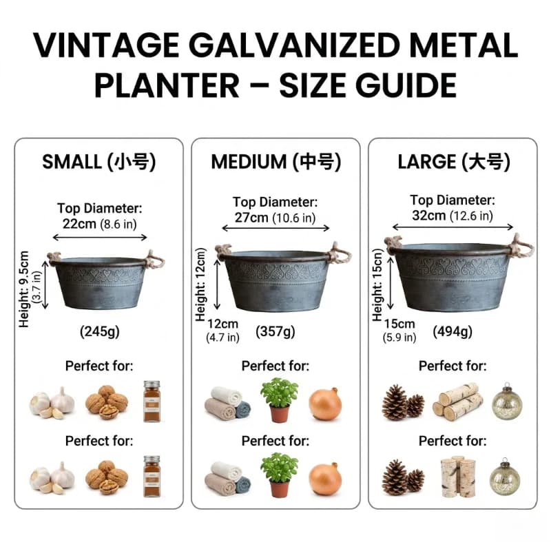 Rustic Iron Bucket Planter with Rope Handles – Farmhouse Garden Decor Size