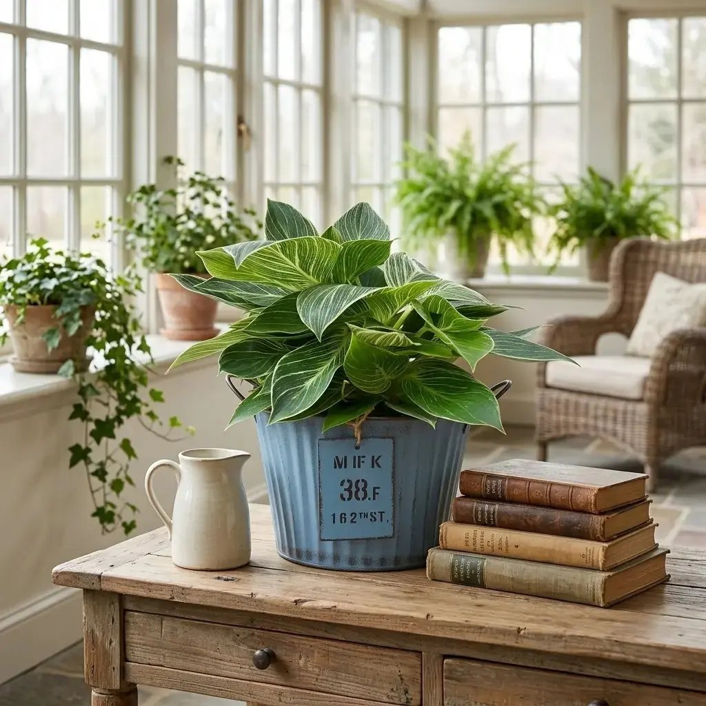 Vintage Ribbed Metal Planter Tub – Rustic Farmhouse Cachepot - The Curated Shop