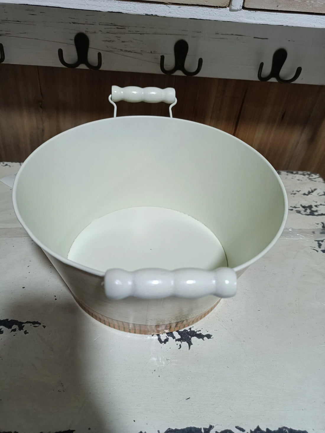 Vintage Floral Metal Planter with Handles | French Country Flower Bucket