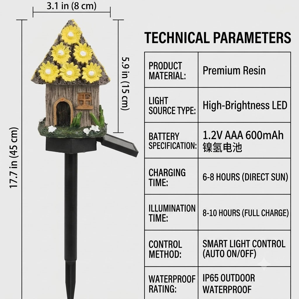 Luminous Storybook Fairy Houses – Solar-Powered Resin Garden Pathway Stakes (5 Styles)