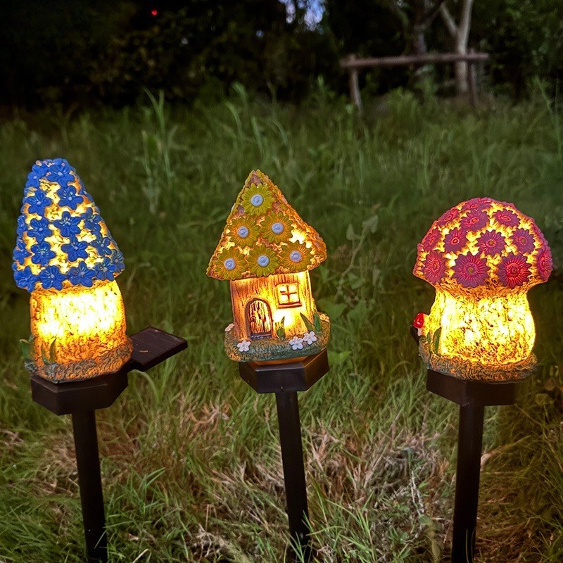 Luminous Storybook Fairy Houses – Solar-Powered Resin Garden Pathway Stakes (6 Styles)