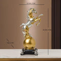 Golden Horse Resin Statue Luxury Tabletop Decor Figurine for Home & Office