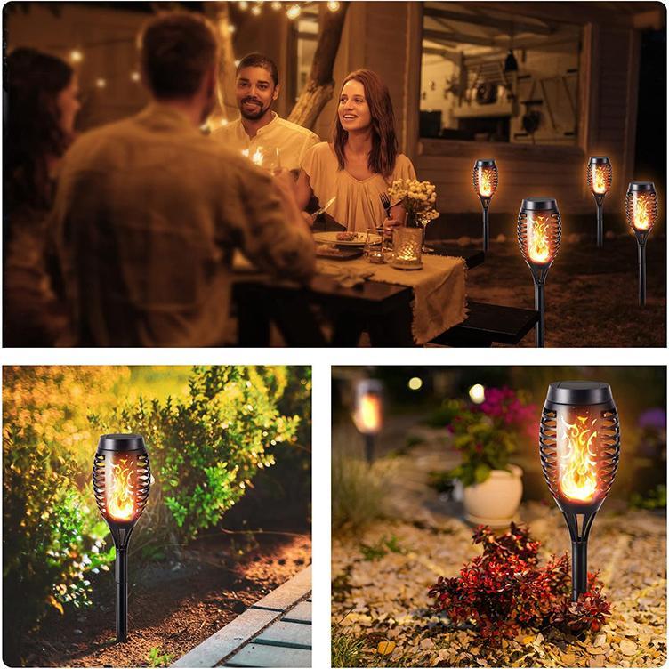 Solar Flickering Flame Torch Lights – Waterproof LED Garden Pathway Stakes