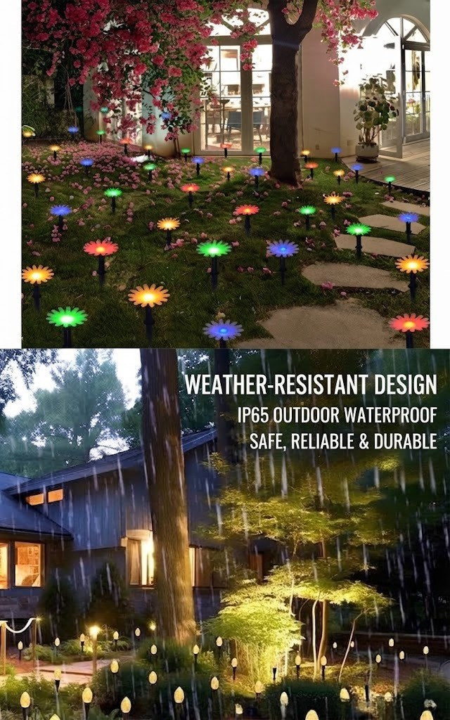 Luminous Solar Sunflower String Lights – Waterproof Pathway Garden Stakes (8 Lighting Modes)