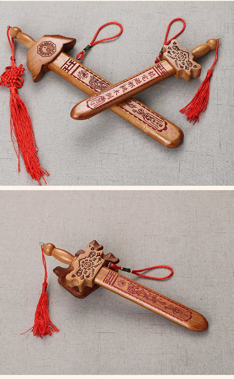 Chinese Peach Wood Sword – Oriental Feng Shui Garden Guardian Decoration