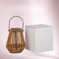 Solar Woven Rattan Lantern – Boho Outdoor Table & Hanging Light (9.4" Tall)