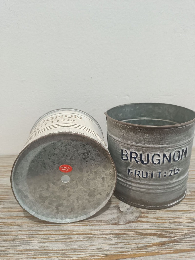 Vintage French Country "Brugnon Fruit" Metal Planters (Set of 2)