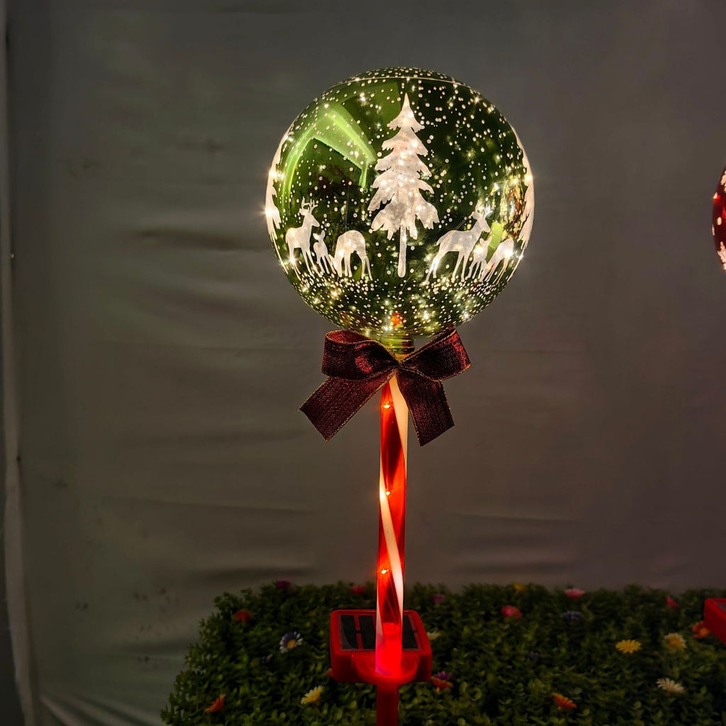 Luminous Holiday Greeting – Solar Candy Cane & "Merry Christmas" Sphere Stakes (Set of 2)