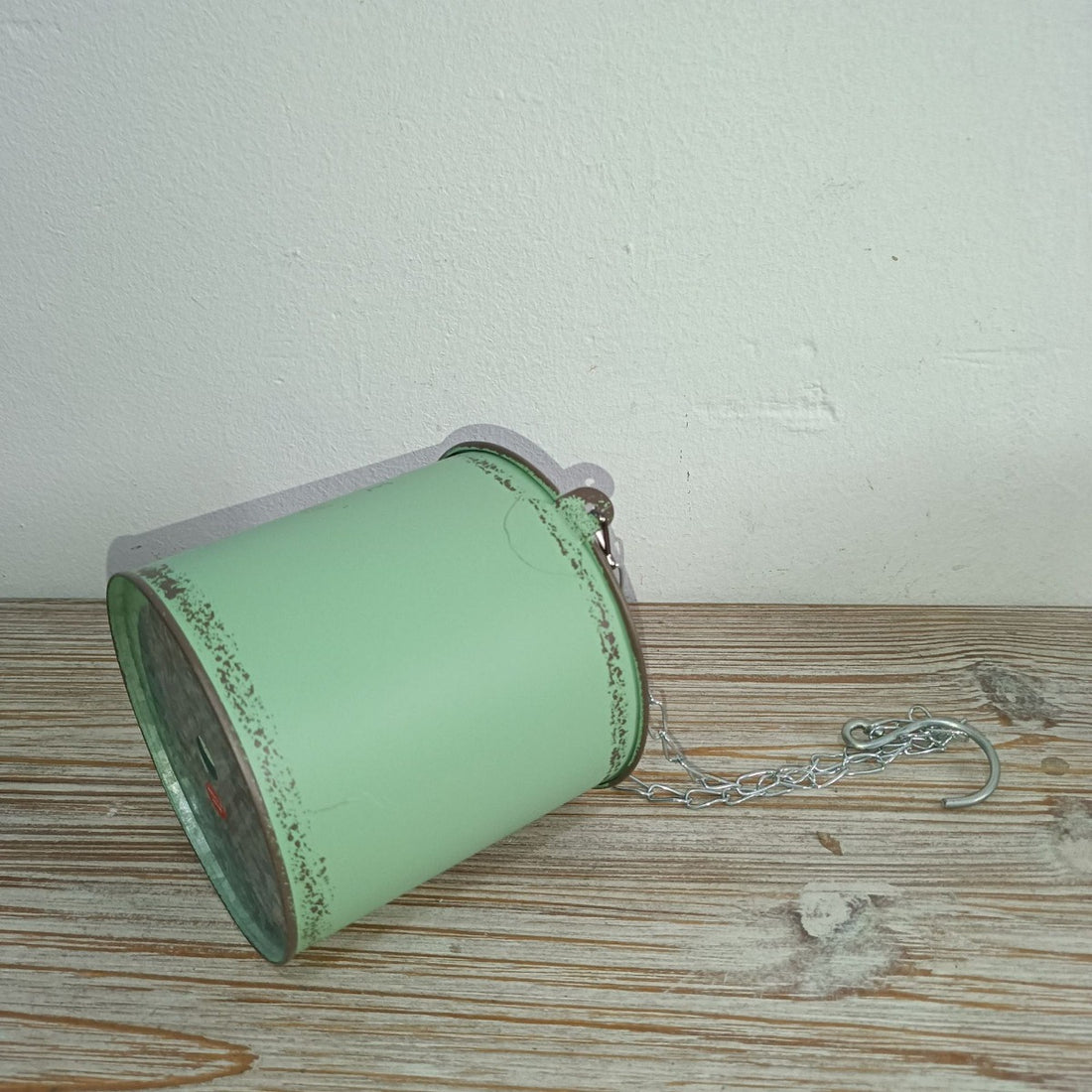 Vintage French Country Metal Hanging Planter with Chain