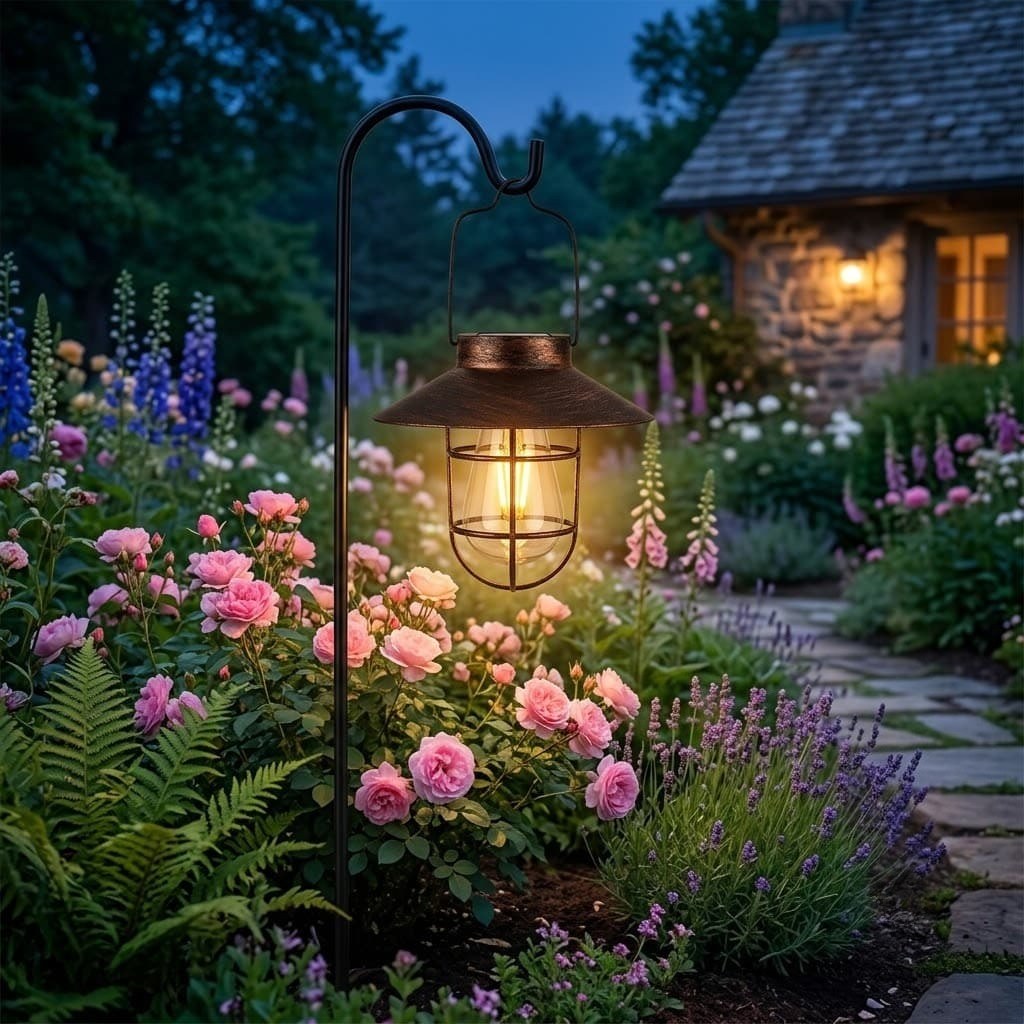 Vintage Edison-Style Solar Hanging Lantern – Rustic Farmhouse Outdoor Garden Light (2 Colors)