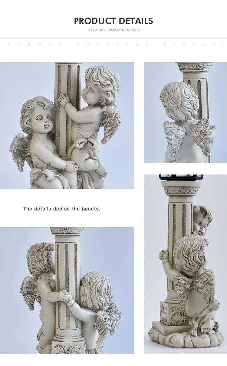 Cherubs at the Pillar – Solar Lantern Garden Statue & Roman Stone-Look Outdoor Decor (14" Tall)