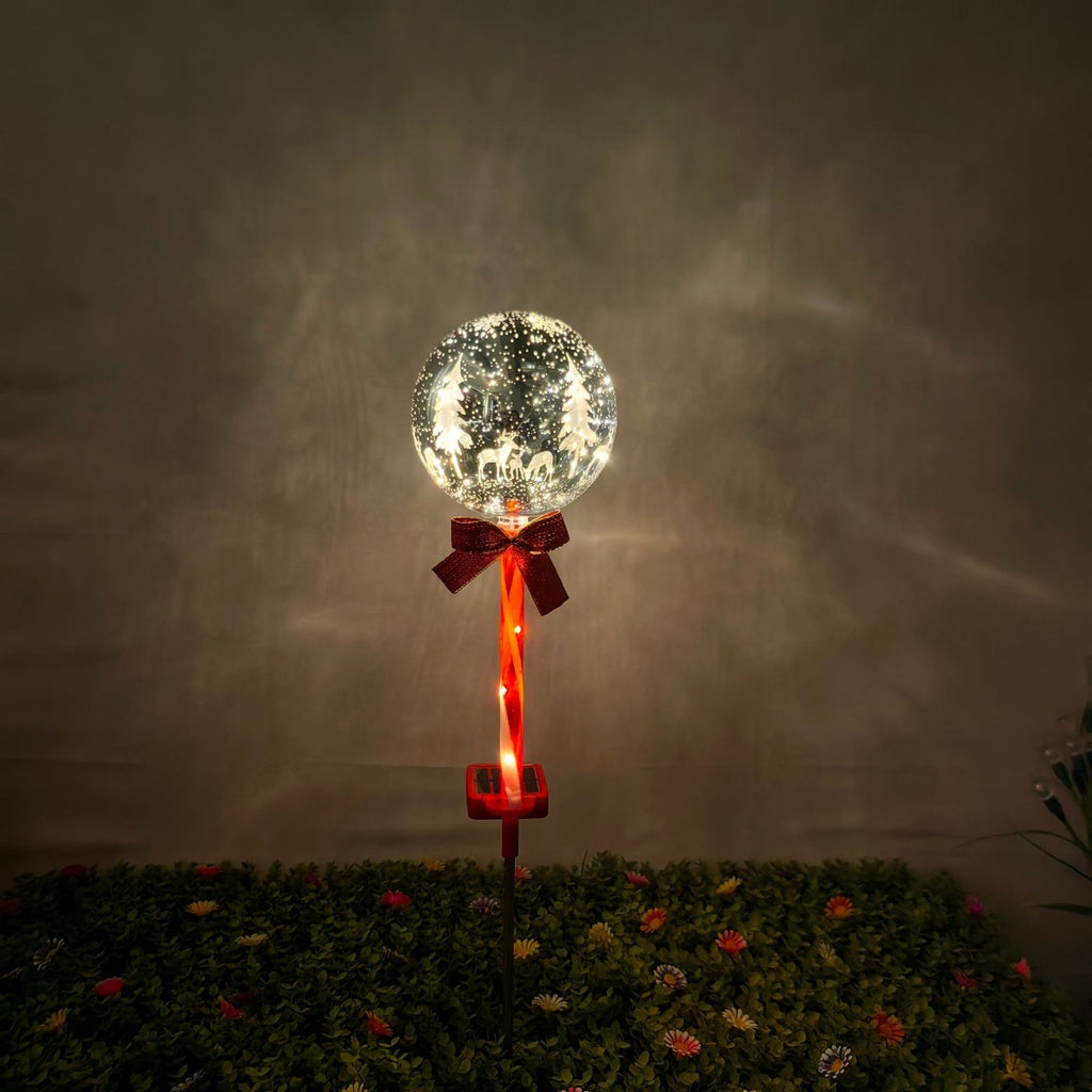 Luminous Holiday Greeting – Solar Candy Cane & "Merry Christmas" Sphere Stakes (Set of 2)