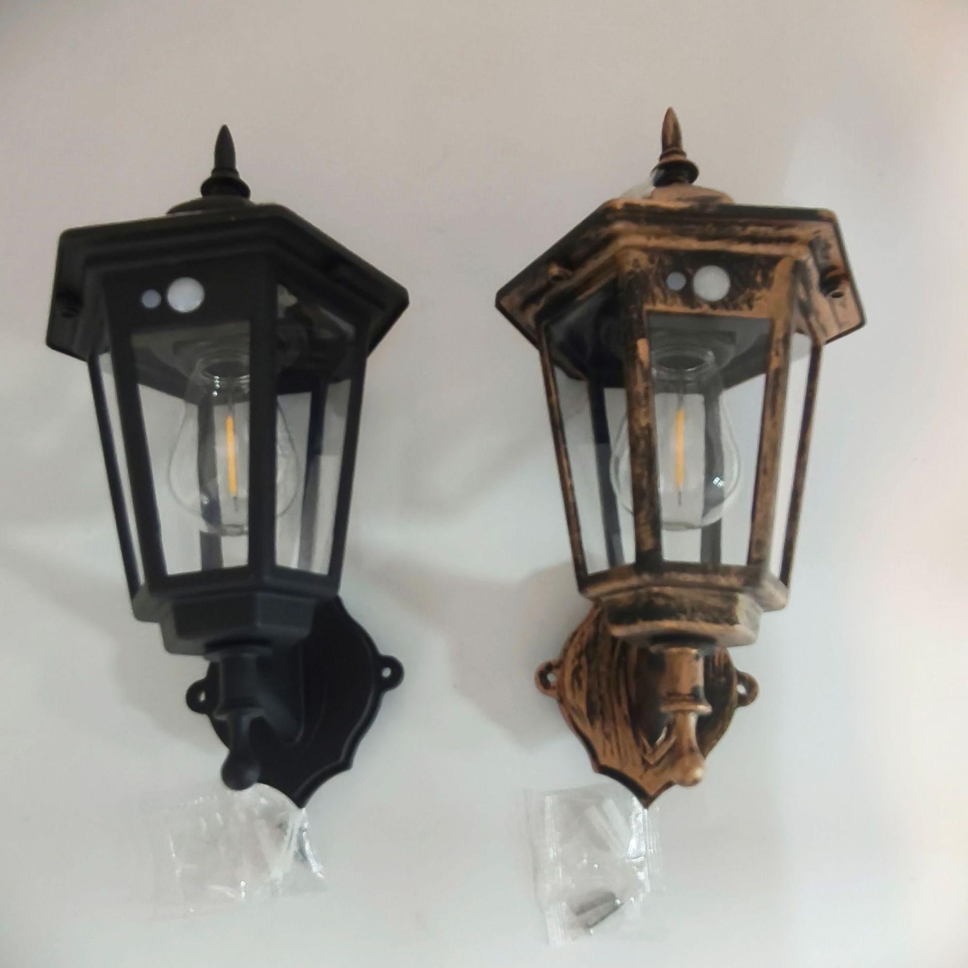 Vintage Edison Solar Wall Sconce – Motion Sensor Outdoor Porch Lantern (2 Styles, 2 Colors)