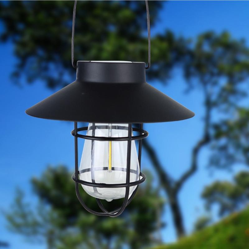 Vintage Edison-Style Solar Hanging Lantern – Rustic Farmhouse Outdoor Garden Light (2 Colors)