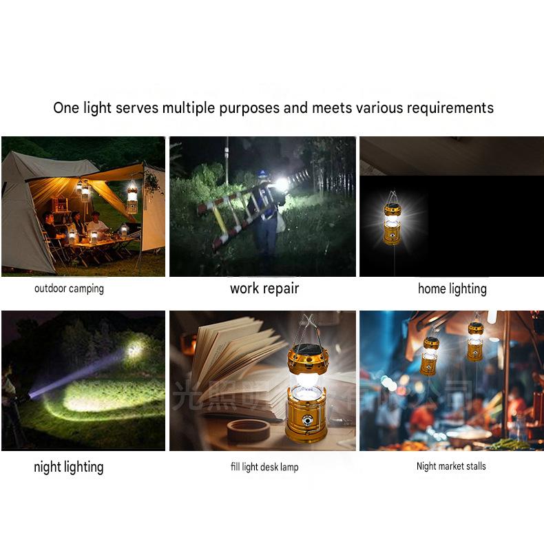 4-in-1 Collapsible Solar Camping Lantern – Pop-Up LED Tent Light, Flashlight & Emergency Power Bank