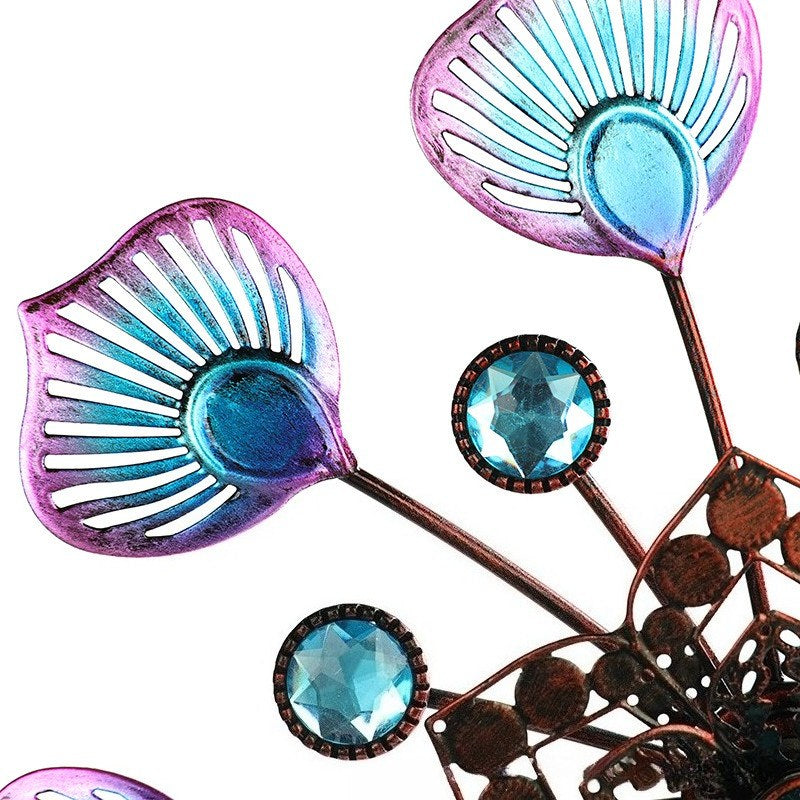 Kinetic Jeweled Peacock Wind Spinners – 3D Rotating Metal Garden Stakes (Set of 2)