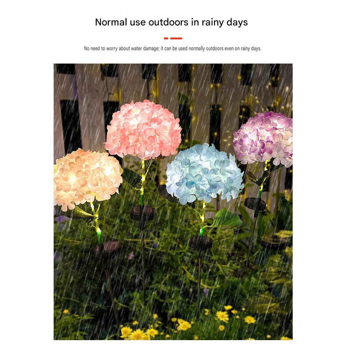 Luminous Hydrangea Solar Pathway Lights – Waterproof Blooming Flower Garden Stakes Courtyard Decoration