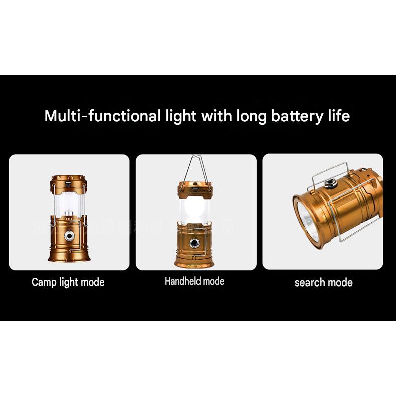 4-in-1 Collapsible Solar Camping Lantern – Pop-Up LED Tent Light, Flashlight & Emergency Power Bank